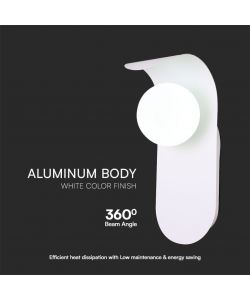 V-TAC Applique da Parete, Attacco G9*1 (max.5W), Metallo e Vetro, Bianco, IP20