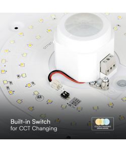 V-TAC Plafoniera LED Chip Samsung Rotonda 12W con Sensore PIR Colore Bianco 3in1
