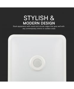 V-TAC Plafoniera LED Chip Samsung Quadrata 12W con Sensore PIR Colore Bianco 3in1