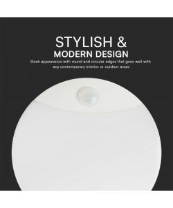 V-TAC Plafoniera LED Chip Samsung Rotonda 15W con Sensore PIR Colore Bianco 3in1 IP44