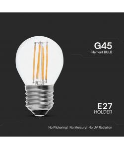 V-TAC Lampadina LED E27 6W 100LM/W G45 Filamento 6500K