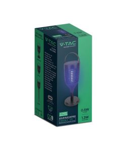 V-TAC Zanzariera Elettrica Ricaricabile Nero 3in1 con Pannello Solare