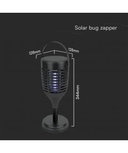 V-TAC Zanzariera Elettrica Ricaricabile Nero 3in1 con Pannello Solare