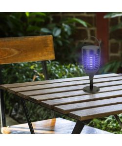 V-TAC Zanzariera Elettrica Ricaricabile Nero 3in1 con Pannello Solare