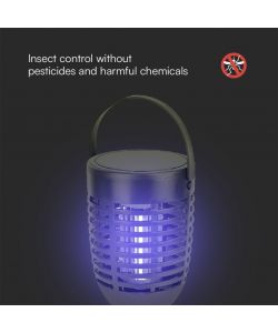 V-TAC Zanzariera Elettrica Ricaricabile Nero 3in1 con Pannello Solare