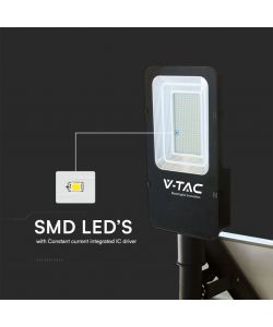 V-TAC Armatura Stradale con Pannello Solare 50W Hybrid-Series Colore Nero 6500K IP65