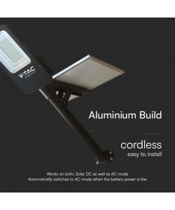V-TAC Armatura Stradale con Pannello Solare 50W Hybrid-Series Colore Nero 6500K IP65