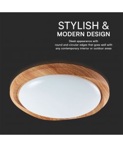 V-TAC Plafoniera LED 60W Rotonda con Telecomando controllo Remoto CCT 3in1 D492mm Dimmerabile 3000-6500K Cover Legno