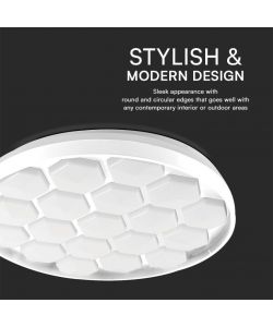 V-TAC Plafoniera LED 60W Rotonda Telecomando CCT 3in1 Bianco D490mm Dimmerabile Nido D'ape