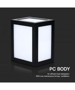 V-TAC Lampada LED da Muro a Lanterna 12W Quadrata Colore Nero 6400K IP65