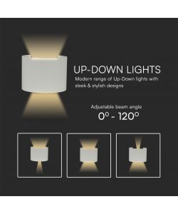 V-TAC Lampada LED da Muro Arrotondata Doppio LED COB 6W 110LM/W Colore Grigio Satinato Fascio Luminoso Regolabile 4000K IP65