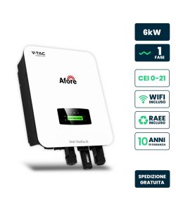 V-TAC Inverter Monofase Ibrido On-Grid/Off-Grid 6kW Meter WiFi e TA Garanzia 10 Anni IP65
