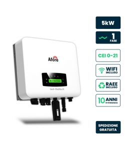V-TAC Inverter di Rete Monofase 5kW, MPPT*2, CEI 0-21, WIFI, Garanzia 10 Anni, IP65