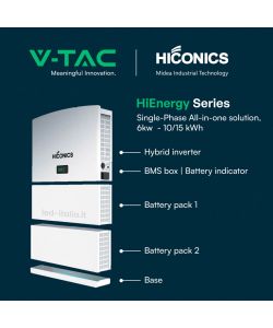 V-TAC Batteria di Accumulo Hiconics Monofase 5kWh LFP IP65 Alta Tensione per Inverter Hiconics HiEnergy Monofase ALL-IN-ONE