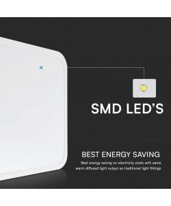 V-TAC 24W LED Dome Light SAMSUNG Chip 6500K Square White Frame IP44