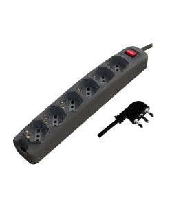 V-TAC Multipresa 6 Prese 10/16A 2P+T Bipasso/Schuko + Interruttore Generale LED Cavo 1,5m Spina 16A 2P+T