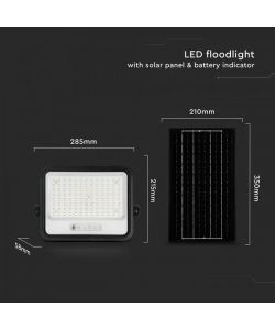 V-TAC Faro LED 200W con Pannello Solare Nero 2000-8000K 1700LM