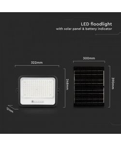 V-TAC Faro LED con Pannello Solare 400W Nero Dimmerabile 2000-8000K