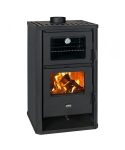 Prity Stufa a Legna con Forno in Acciaio Antracite 18kW - 57x54x95 cm