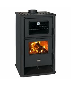 Prity Stufa a Legna con Forno in Acciaio Antracite 18kW - 57x54x95 cm