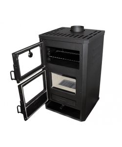 Prity Stufa a Legna con Forno in Acciaio Antracite 18kW - 57x54x95 cm