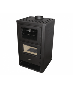 Prity Stufa a Legna con Forno in Acciaio Antracite 18kW - 57x54x95 cm