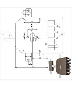 Serratura Sicura Quintuplice Dx Cilindro  2300Pe Mc Cr