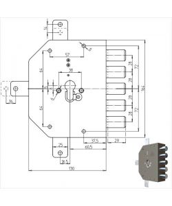 Serratura Sicura Quintuplice Dx Cilindro  2300Pe Cr