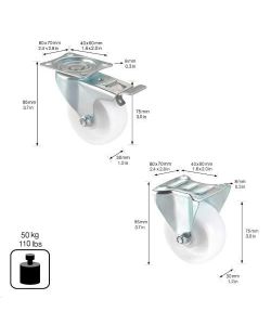 Pircher Ruote Transport Set Professionale 2 Fisse 1 Elevatore Bianco