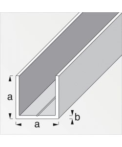 ALFER Profilo Quadrato a U Alluminio Naturale 23,5x1,5 mm Lunghezza 1 m