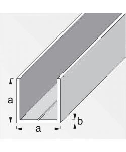 ALFER Profilo Quadrato a U Alluminio Naturale 11,5x1,5 mm Lunghezza 2,5 m