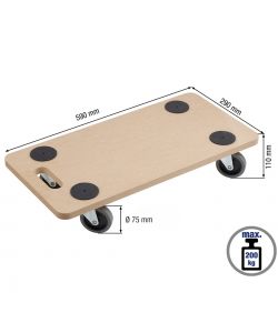 Masidef Carrello a Pianale in MDF - Ruote in Plastica - 59x29x11cm