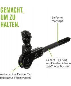GAH-Alberts Fermaporta Testa di Pastore Nero Set 3 Pezzi Acciaio Ø10 mm