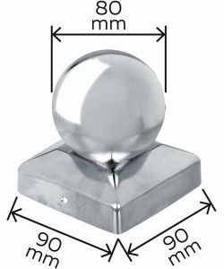 GAH-Alberts Copripalo Acciaio Inox 90x90 mm Set da 2 con Testa a Sfera