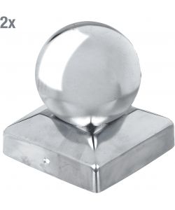 GAH-Alberts Copripalo Acciaio Inox 90x90 mm Set da 2 con Testa a Sfera