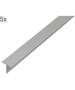 Alberts Profilo a T Alluminio Anodizzato Argento 1000x20x20 mm Set 5 Pz