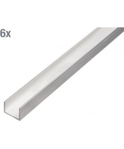 GAH-Alberts Profilo a U alluminio grigio argento 1000x16x13 mm set 6 pezzi