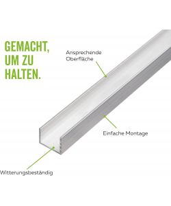 GAH-Alberts Profilo a U alluminio grigio argento 1000x16x13 mm set 6 pezzi