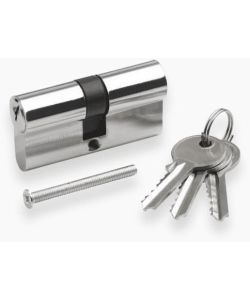 Cilindro Porta Nichelato 60 mm con 3 Chiavi in Ottone