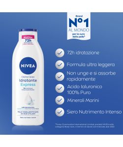 NIVEA Crema Corpo Idratante Express 250ml - Idratazione 72h - Bianco