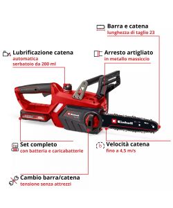 Einhell Elettrosega a Batteria GE-LC 18/25-1 Li 23 cm - Kit 3,0 Ah