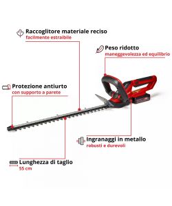 Einhell Tagliasiepi a Batteria 18V - Lama 55cm - Maneggevole e Potente