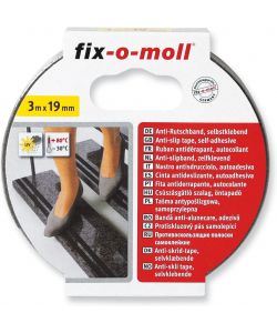 Fix-O-Moll Strisce Antiscivolo Autoadesive nere 3m x 19mm per Sicurezza
