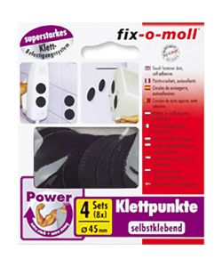 Punti Velcro Autoadesivi 45 mm Neri - Confezione da 4 Set