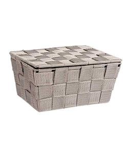 Wenko Cestino Bagno con Coperchio - Taupe - 19x10x14 cm