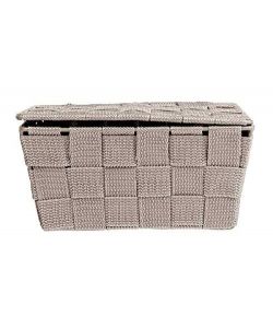 Wenko Cestino Bagno con Coperchio - Taupe - 19x10x14 cm