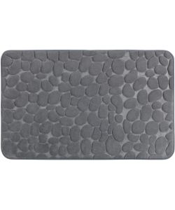 Tappetino da bagno in memory foam antiscivolo - Pebbles - Materiale poliestere - 80x50 cm - grigio