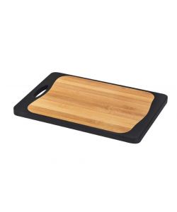 Tagliere combi nero 33 x 23 cm - con manico e scanalatura per il succo