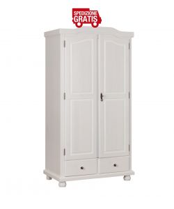 Armadio 2 ante e 2 cassetti Reutte 104 x 56 x 200 h cm Bianco