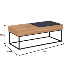 Inter Link Tavolino da Salotto Filora 110x50x40 cm Effetto Rovere Antracite